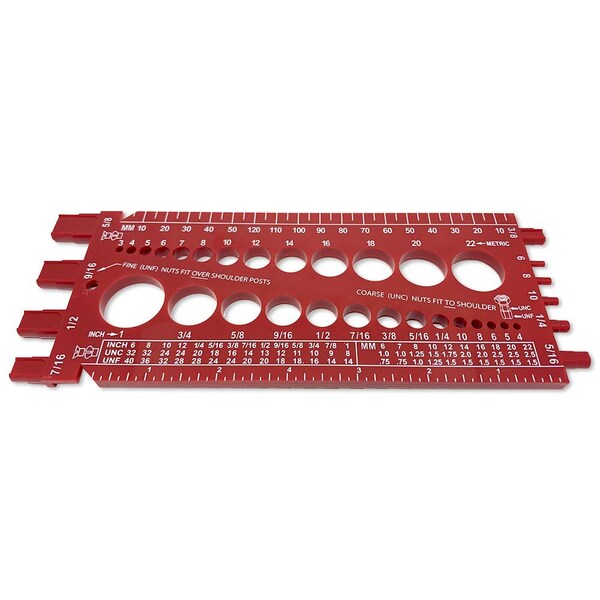 Boltsandnuts.Com Bolt Nut & Screw - Thread & Size Checker Gauge Inch & Metric Gauges-BoltNutGauge-Red - main